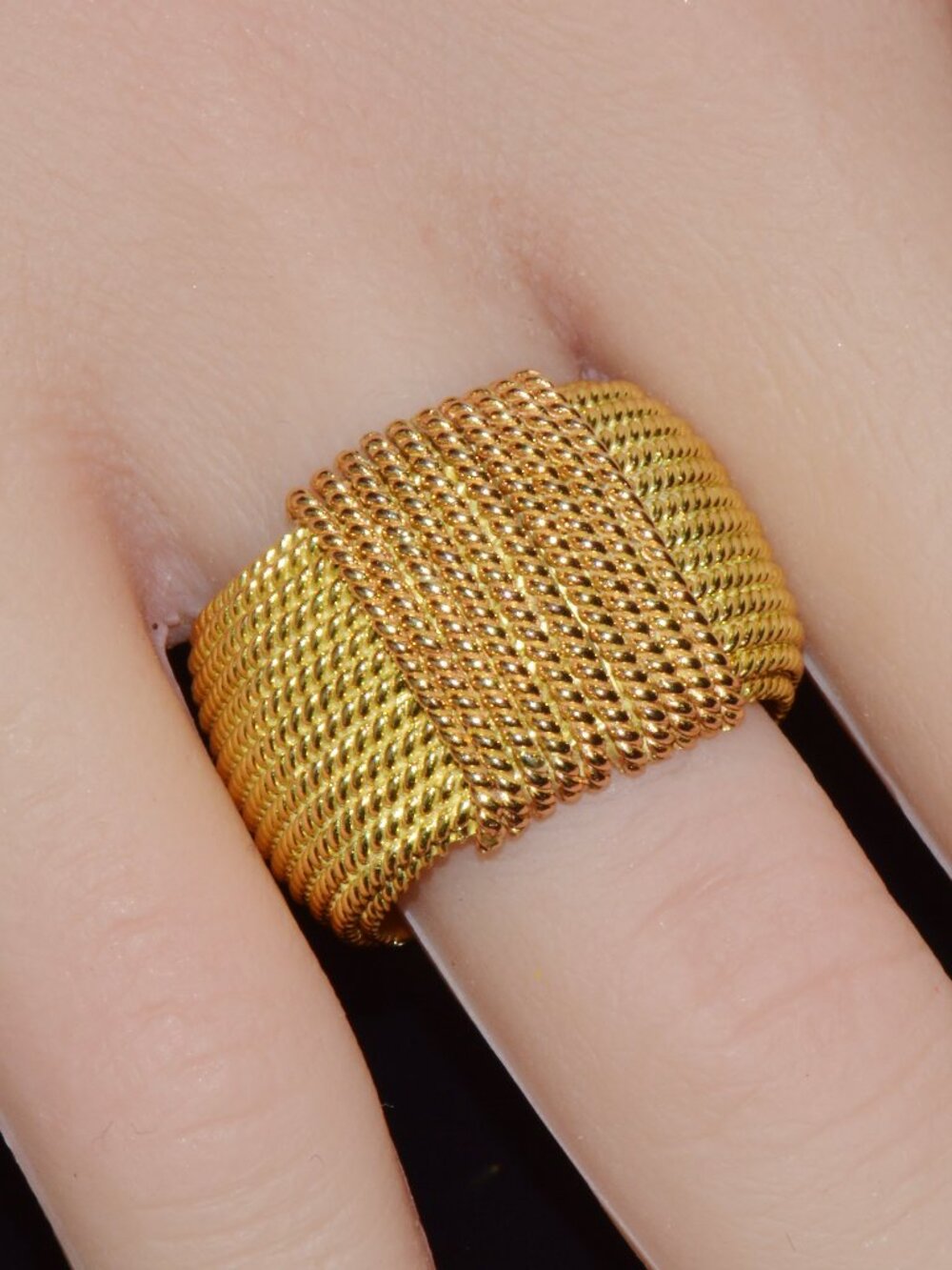 Authentic Vintage Roberto Coin Opera 18K Yellow & Rose Gold Wide Statement Band